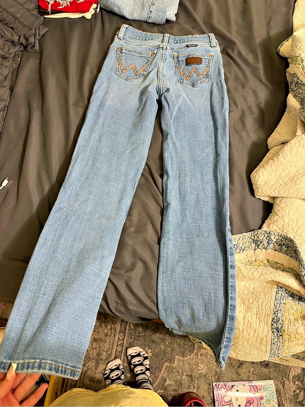 Wrangler Light Wash Bootcut Jeans Wide Leg Blue Jeans small